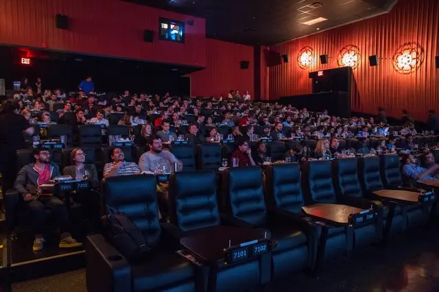 A screening room at the Alamo Drafthouse in downtown Brooklyn in 2016
